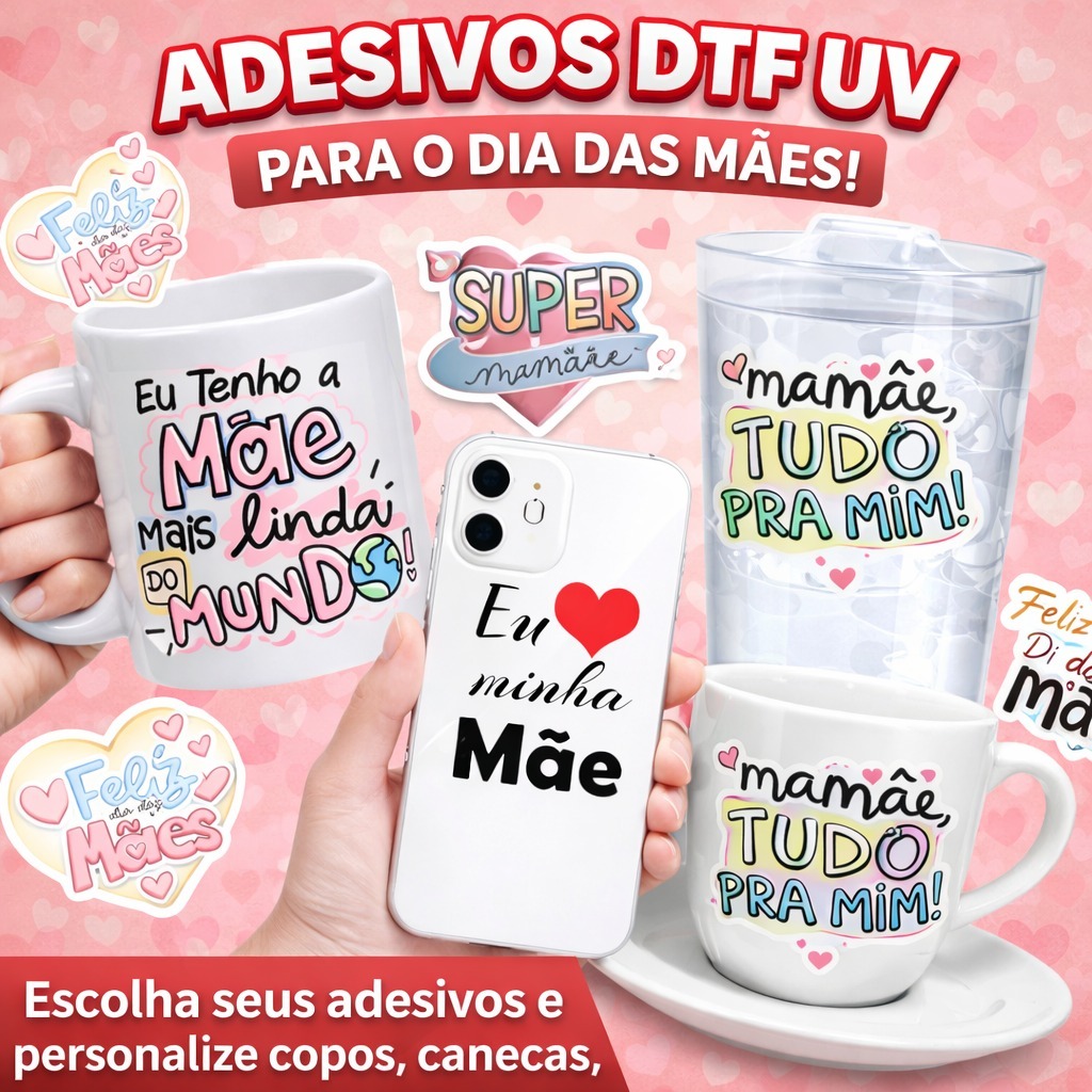 Adesivo DTF UV Dia Das Mães Folha em Oferta na Shopee
