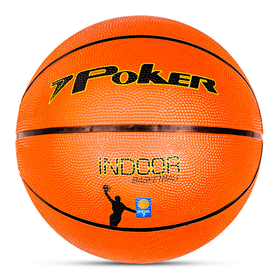 Bola Basquete Poker Nº7 Original Borracha Indoor Controle Grip