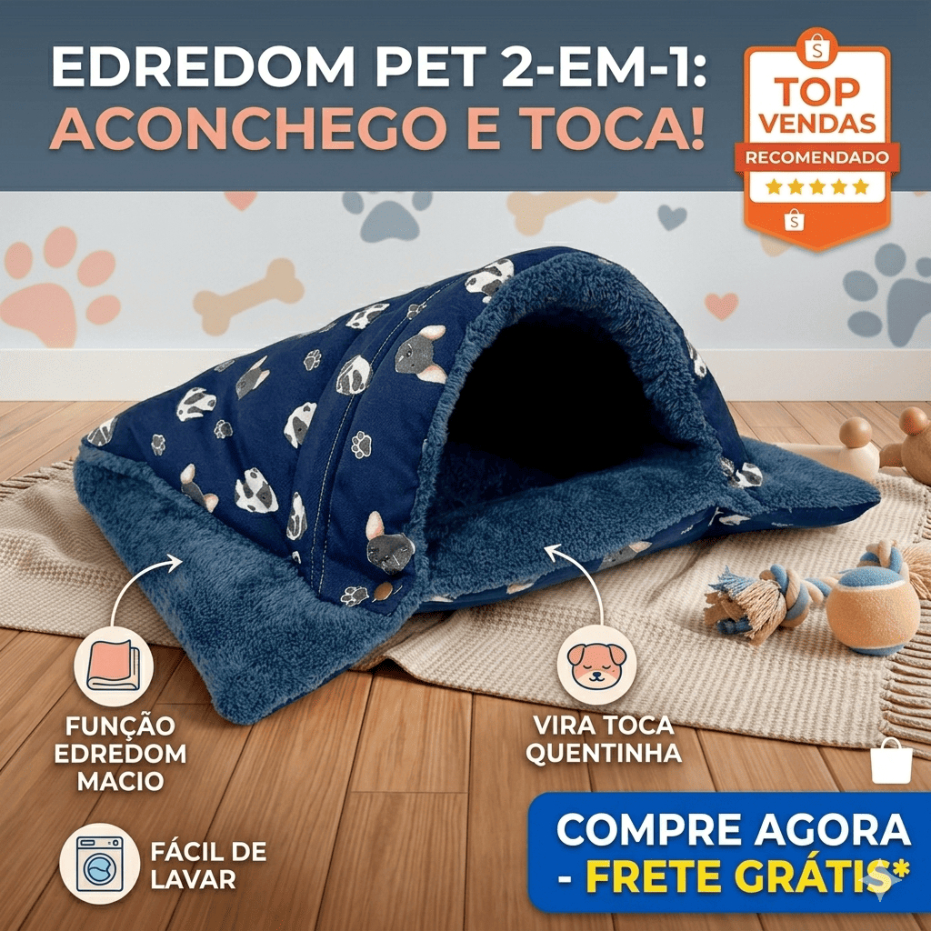 Cama Pet Caminha/Edredom Pet Que Vira Toca