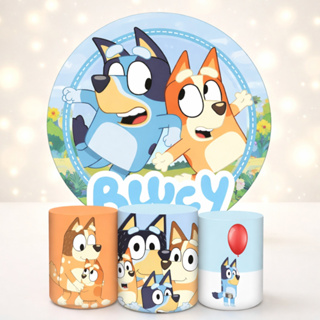 Capa De Painel Redondo + 3 Capas De Cilindro Sublimado Tema Bluey em Oferta na Shopee
