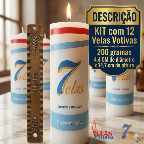 kit c/ 12 Velas Votiva 200 g Branca ou Colorida Parafina Pura