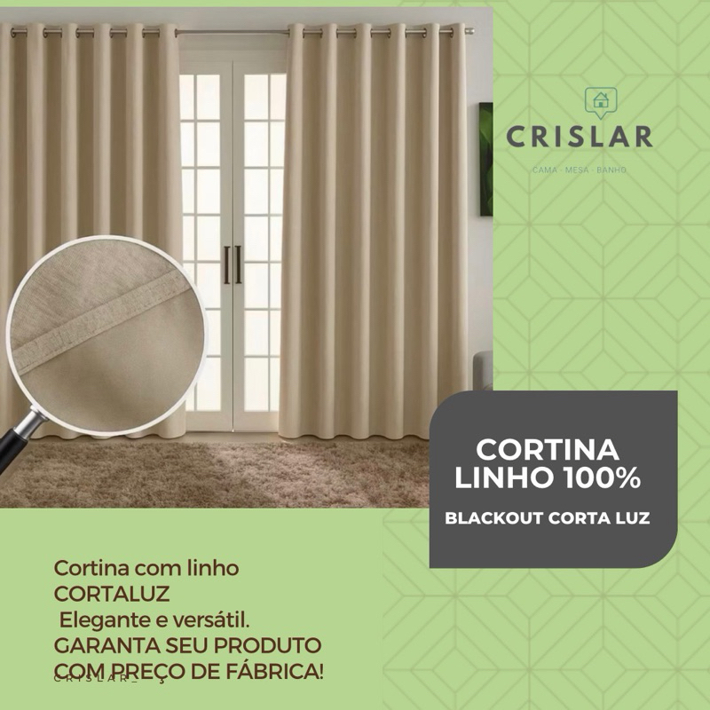 Cortina Linho 100% Blackout - Elegância e Escuridão Total em Oferta na Shopee