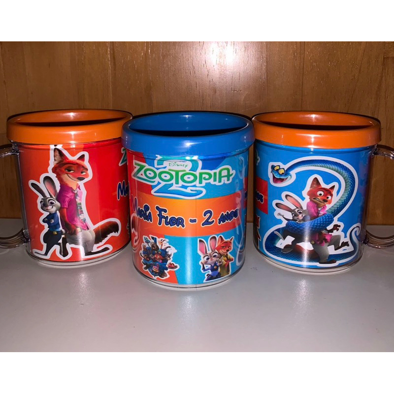 10 canecas acrílica personalizada para festa infantil lembrancinha Zootopia