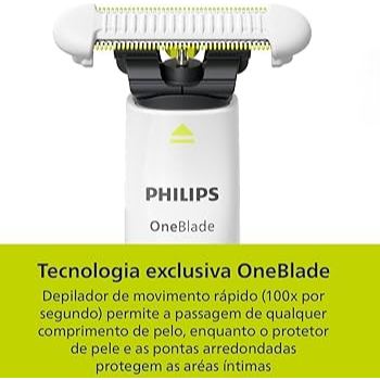 Depilador Íntimo Philips OneBlade Intimate à Prova d’Água com Lâmina SkinProtect + Pente 3mm + Luva Esfoliante — imagem 2 de 2