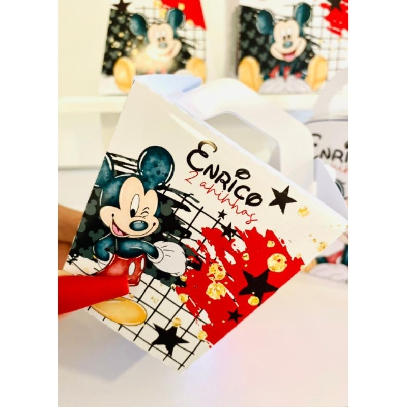 Kit Caixinhas Mickey Vermelho PEGUE E MONTE Personalizadas | Lembrancinhas Festa Infantil Luxo Scrap 3D