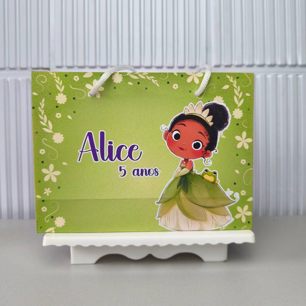 SACOLINHA PERSONALIZADA PEGUE E MONTE PRINCESA TIANA Lembrancinha Festa infantil sacolinha surpresa