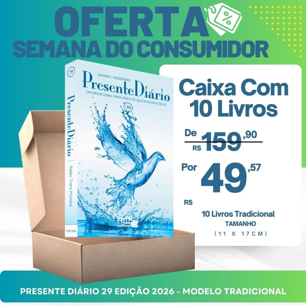 KIT 10 LIVROS PRESENTE DIÁRIO PÃO DIÁRIO VOL. 29 | DEVOCIONAL ANO 2026 - CAPA ÁGUA 2026 em Oferta na Shopee