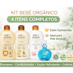 Kit Bebê Camomila 4 Produtos Higiene Bebê Pele Sensível