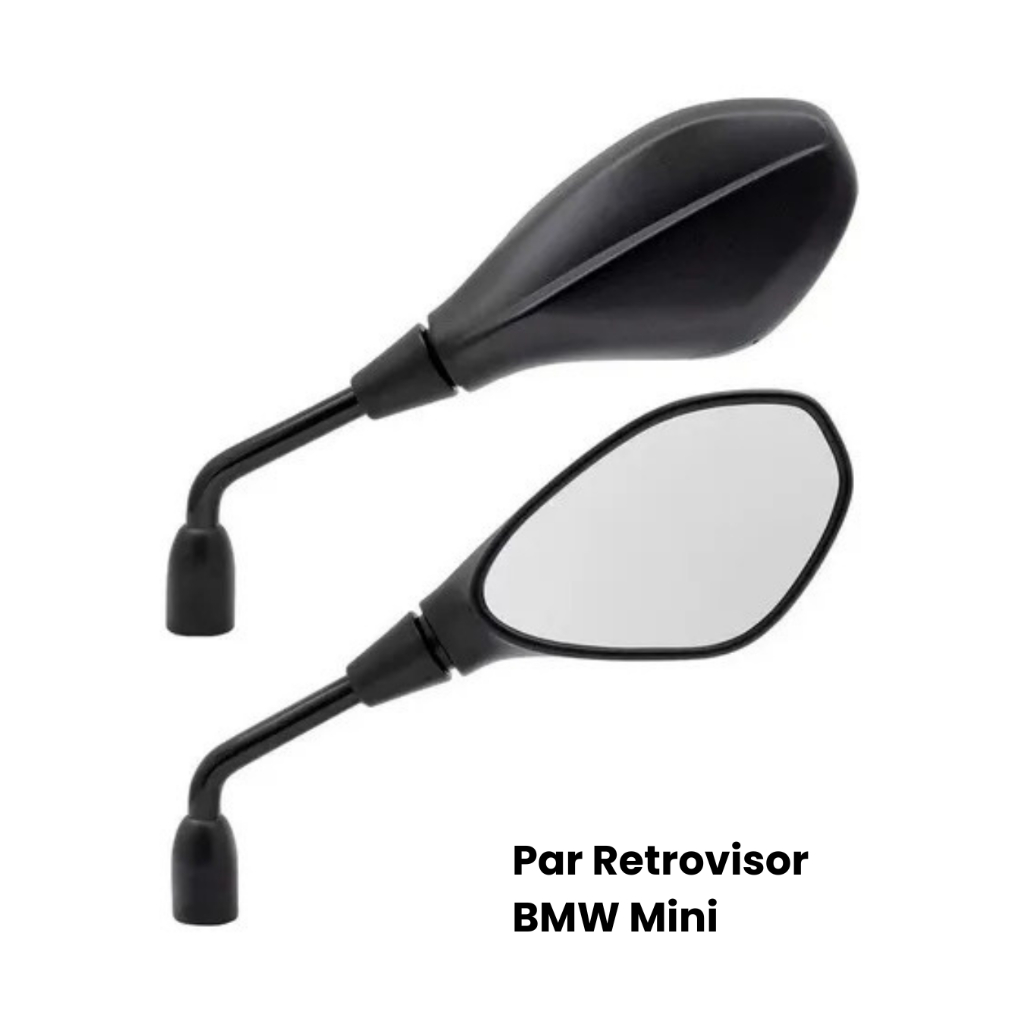 Retrovisor Moto Mini Bmw Gs650/F800 Fixo Rosca 10mm Padrão Honda Fixo Preto Esportivo