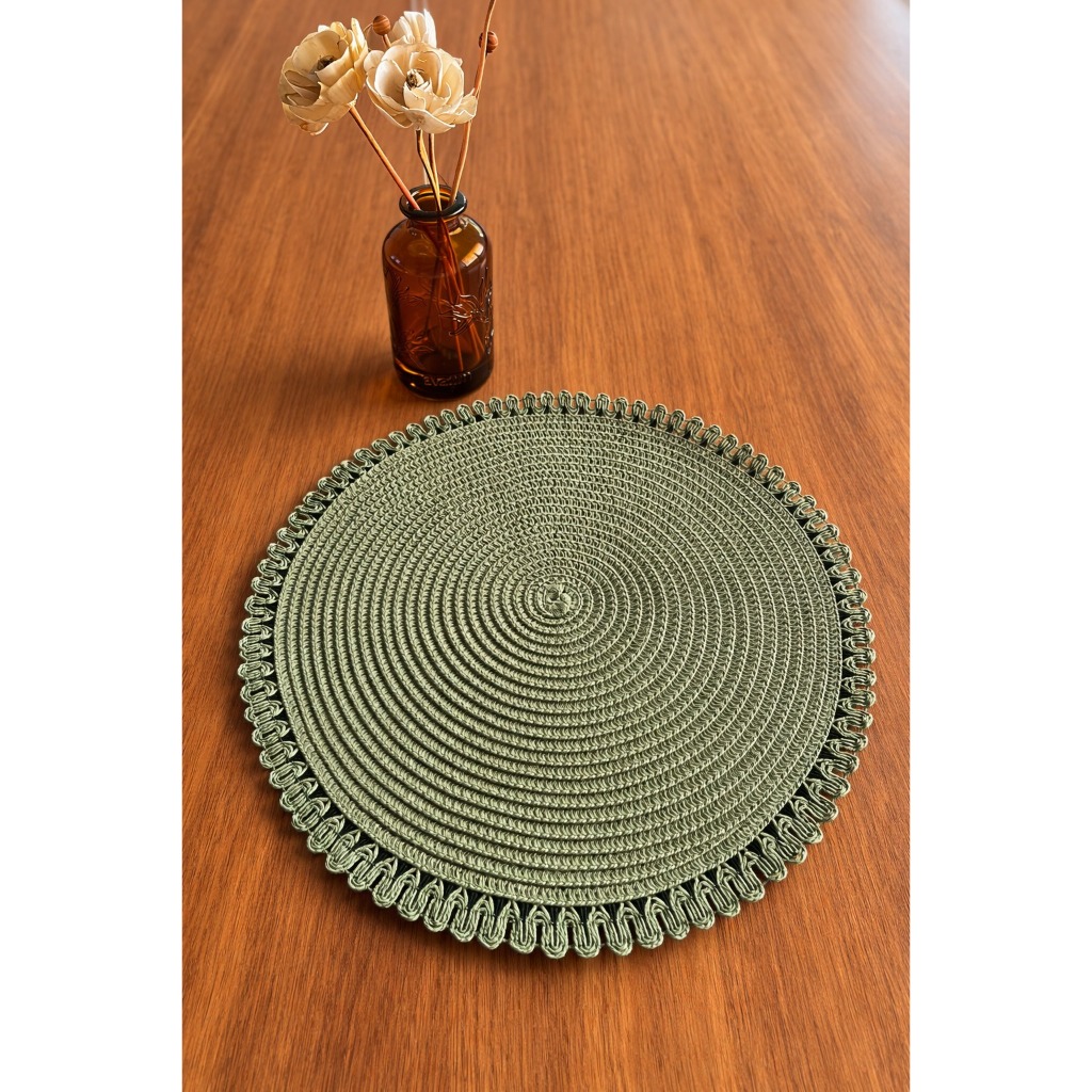Kit Jogo Americano Souplat Redondo com Detalhes na Borda Jantar Mesa Posta Cozinha 38cm
