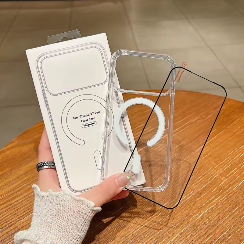 ENVIO HOJE Kit Capa ANTIAMARELAMENTO iPhone 17 Pro/Pro Max (IPHONE 13/14/15/16) MagSafe+Película -Não Esconde o Logo