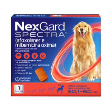 Antipulgas e Carrapatos NexGard Spectra Cães 30,1 a 60kg - 3 Comprimidos