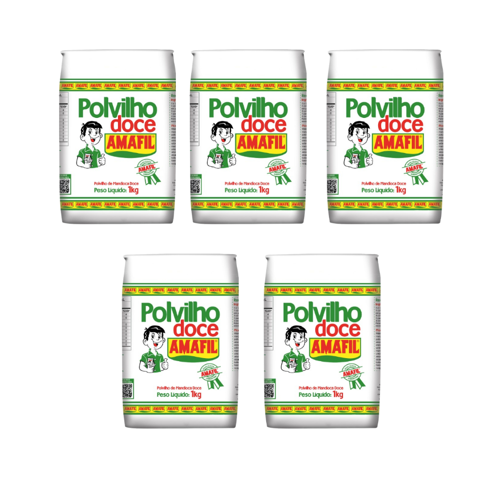 POLVILHO DOCE ARTESANAL AMAFIL1KG PP 5 UNIDADES em Oferta na Shopee