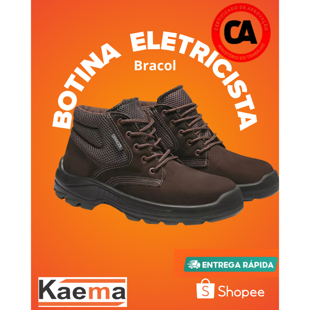 Botina Eletricista  Nobuck Segurança Bico Pvc Bota Eletricista Bracol Com CA
