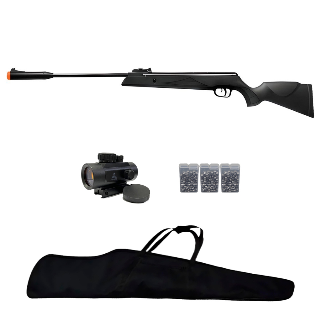 Carabina de Pressão Black Hawk 5.5mm Nitro Piston 70kg - Artemis + Capa + Red Dot + 3 Chumbos