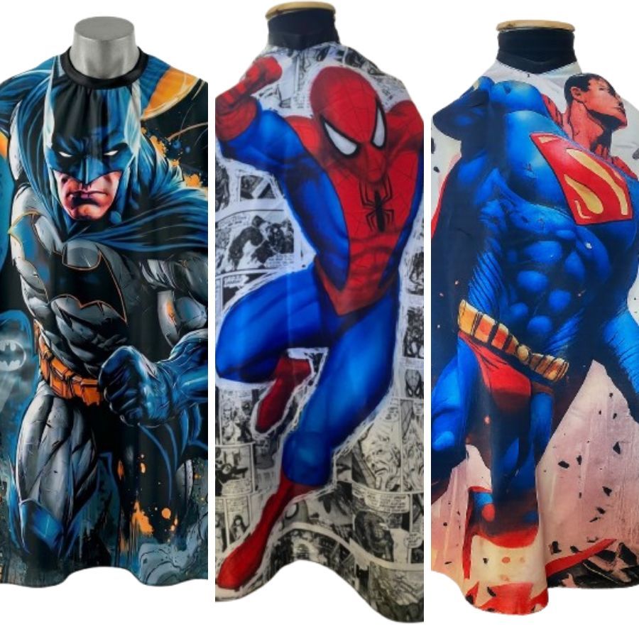 Kit 3 Capas de Corte Infantil Aranha, Superman e B