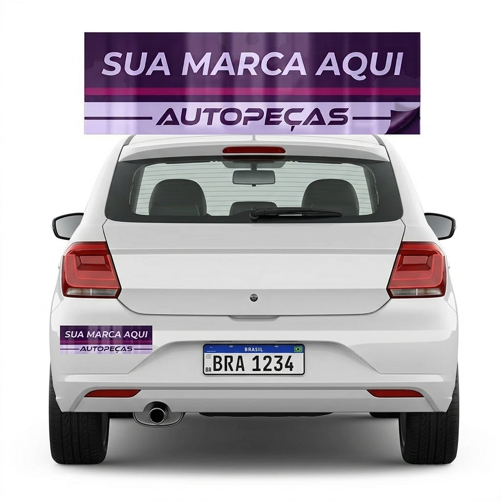Adesivo de Para-choque Personalizado BOPP Resistente Sol e Chuva Brilho Total 30x9cm - Arte Própria ou Criação Exclusiva