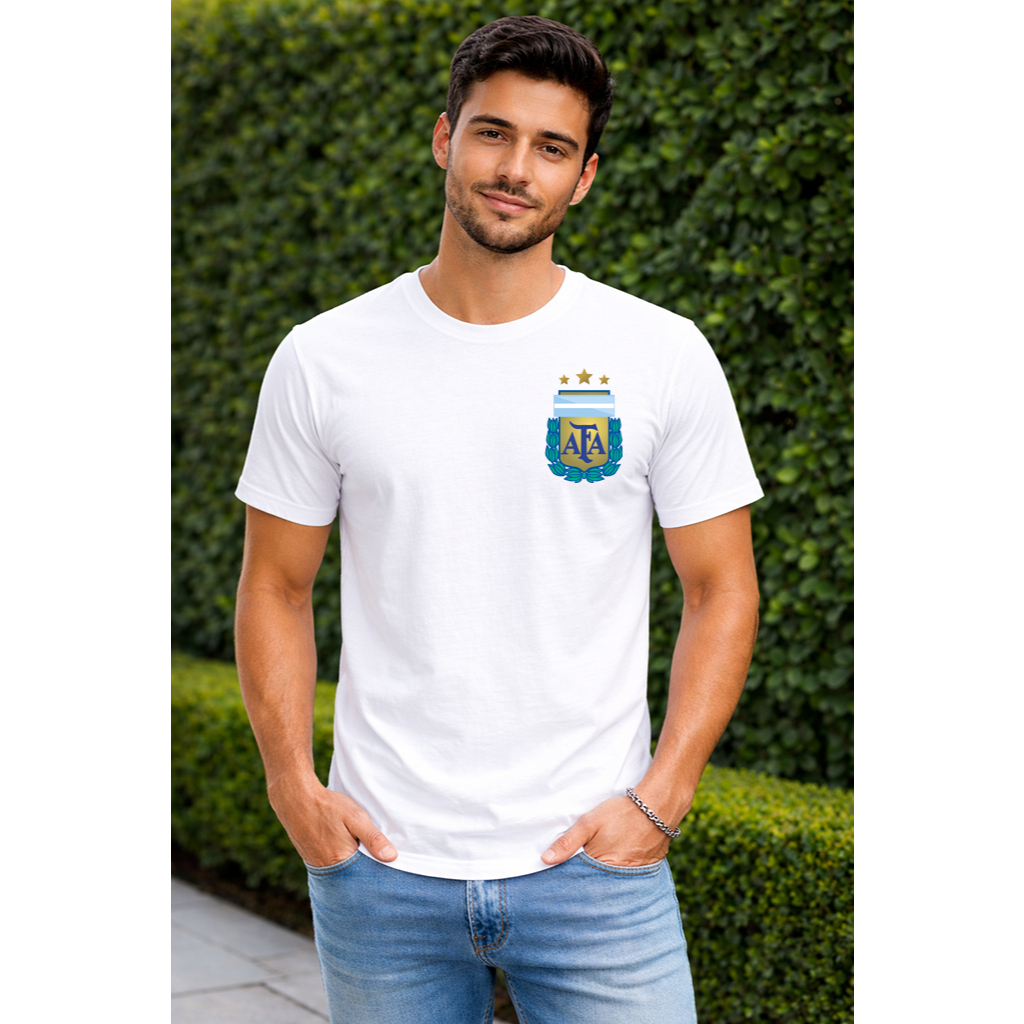 Camiseta Masculina Time Estampado Torcedor Argentino 100% Algodão Camisa Casual Futebol Pronta Entrega