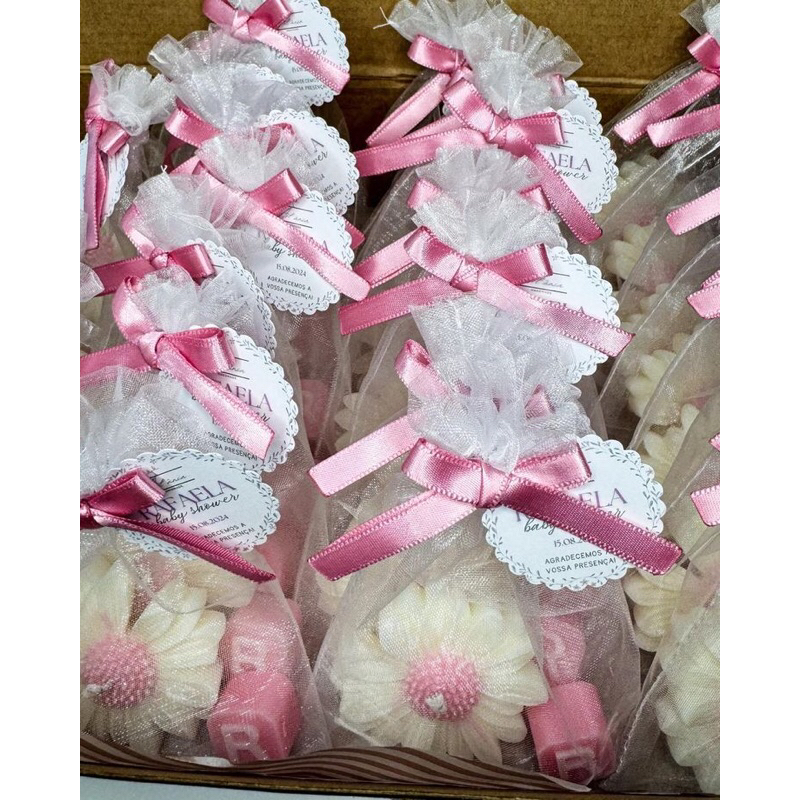 kit Margarida Vela Aromaticas aromática lembrancinha Personalizada Chá de Bebê Maternidade com Tag vc