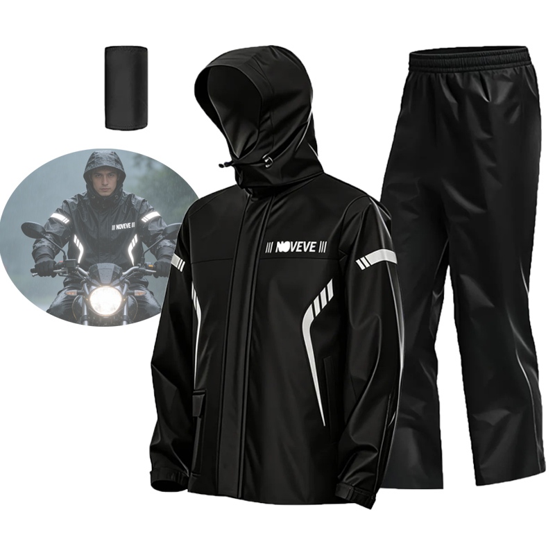 Kit Capa De Chuva Roupa Conjunto Para Motoqueiro Reforçada, Conjunto Capa de chuva Nylon, impermeável