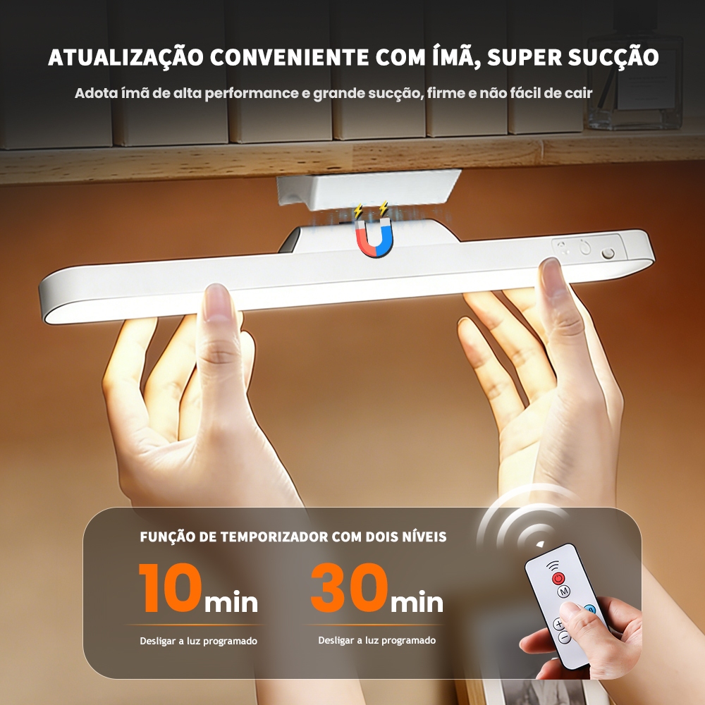 Luminária LED de Proteção para os Olhos Luz de Leitura para Estudantes Carregamento USB Magnético.