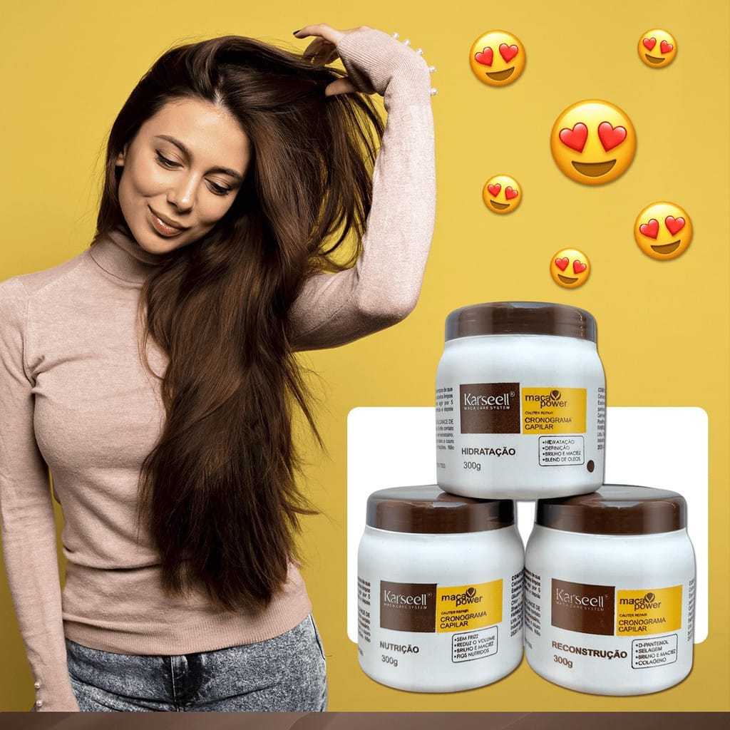 Kit Cronograma Capilar Completo Karseell – 3 Máscaras (Hidratação, Nutrição e Reconstrução)