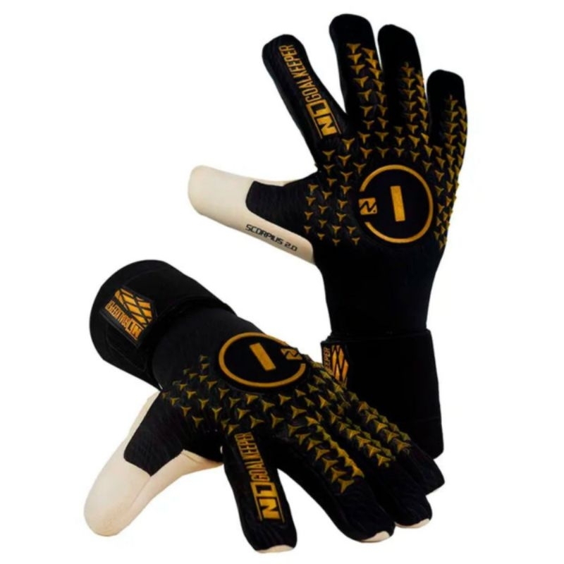 Luva de Goleiro Profissional N1 Scorpius 2.0 Látex Alemão Grip Forte Futebol Campo Quadra