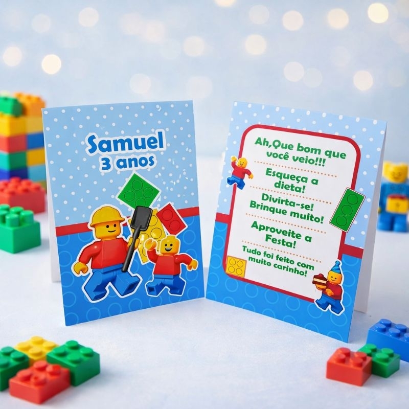 Kit Plaquinha de Agradecimento Lego - Centro de Mesa - Personalizados - Lembrancinha - Festa - aniversário - Decoração