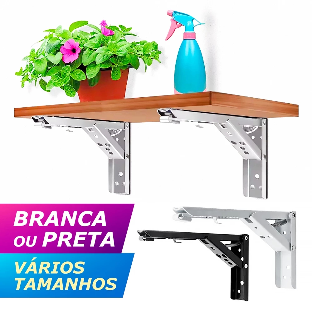 [2 Pcs]Suporte Mão Francesa Retrátil Suporte De Mesa Dobrável Dobrável Reforçada Tampo Mesa - Preto E Branco
