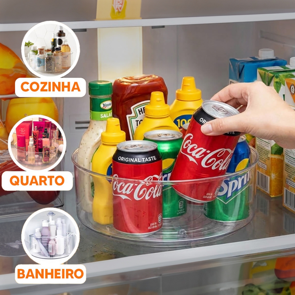 Organizador Giratório Porta Tempero Multiuso De Armário Cozinha Geladeira em Oferta na Shopee