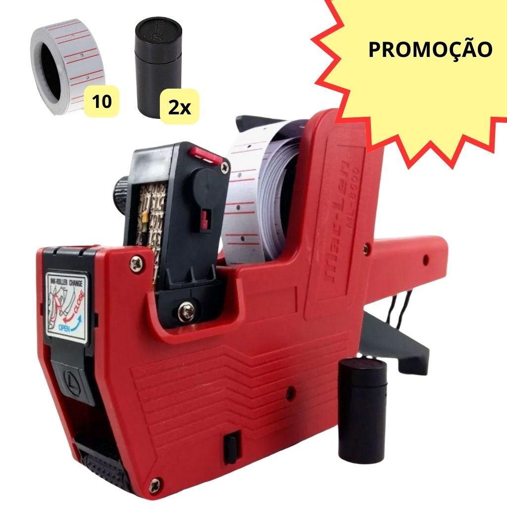 Etiquetadora de Preço Manual 8 Dígitos com 2 Refil de Tinta + 10 Rolos de Etiquetas em Oferta na Shopee