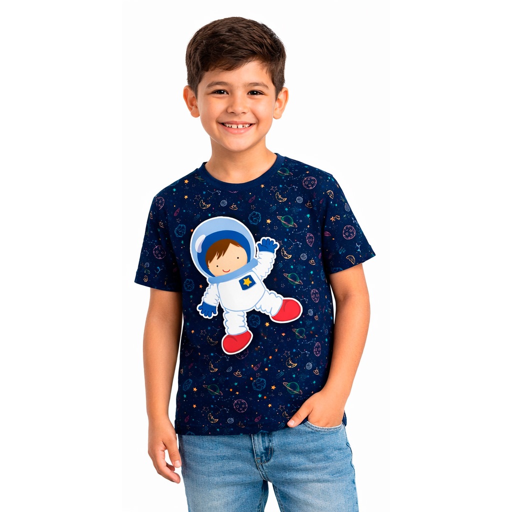 Camisa Infantil ou Adulta - Astronauta Cute Galáxia em Oferta na Shopee