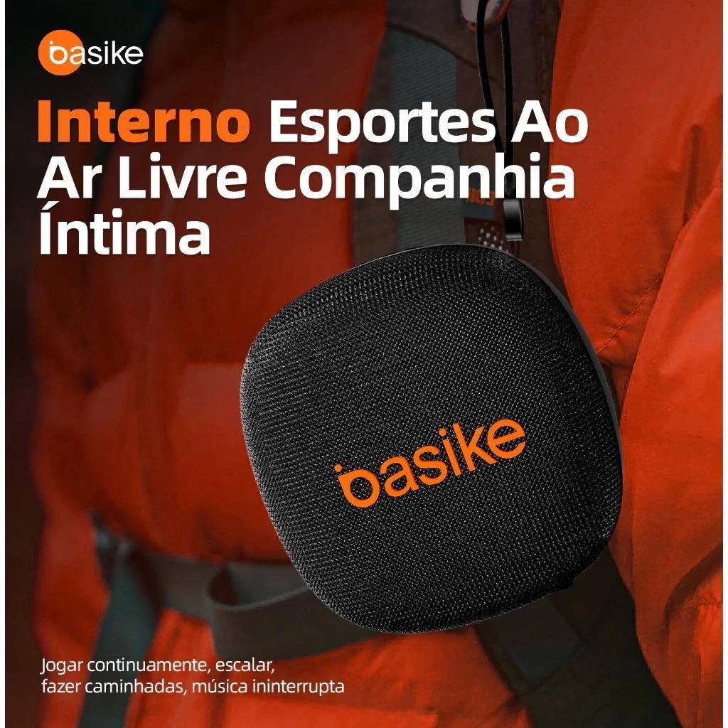 Basike Caixa de Som Portatil Bluetooth Subwoofer TWS Estéreo sem fio Tws 1+1 Com Rgb Ipx6 25horas