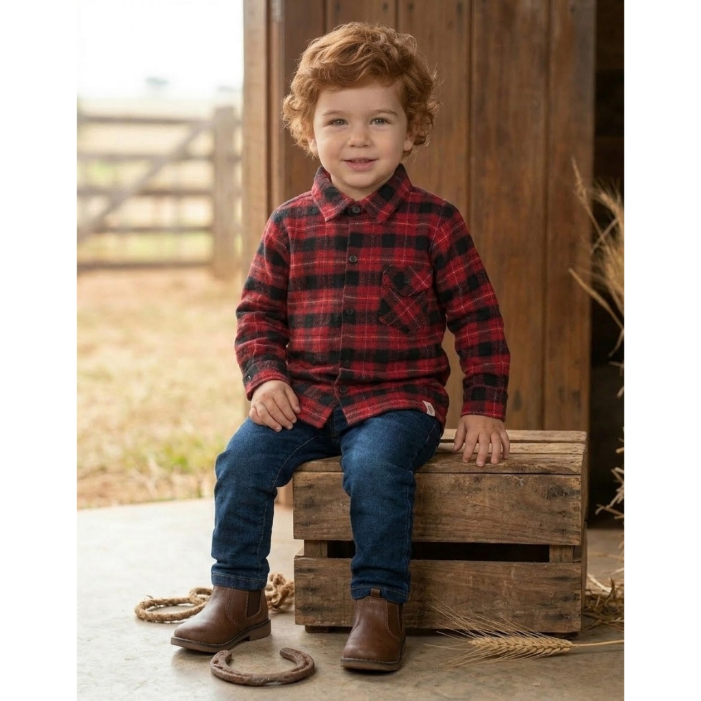 Camisa Xadrez Infantil Flanela Menino Manga Longa Festa Junina Camisa Infantil Masculina 1-3 em Oferta na Shopee