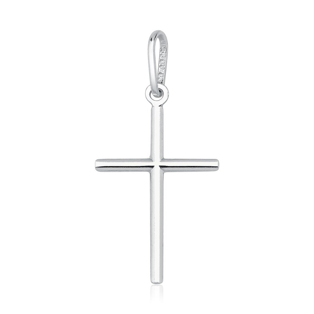 Pingente prata 925 cruz lisa 20mm x 8mm pequena