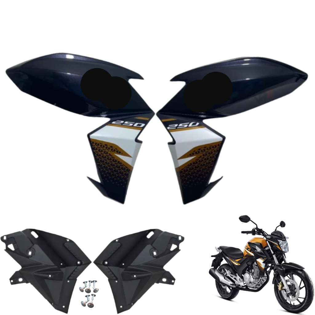 Par de Carenagem Cb 250F Twister 2016 Até 2022 / Aba (asa) do Tanque Com Par Complementos Internos