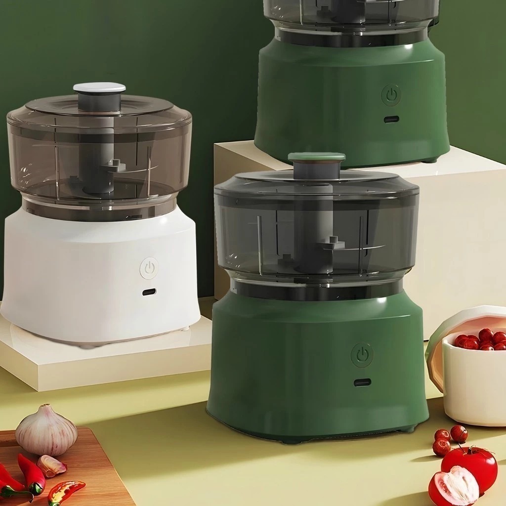 Mini Processador De Alimentos Elétrico Picador De Alho Triturador De Pimenta 350ml Branco ou Verde