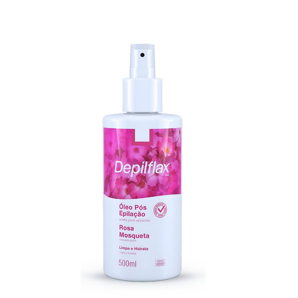 Óleo Pós Depilação Removedor de Cera Rosa Mosqueta Depilflax 500ml Hidratante Profissional