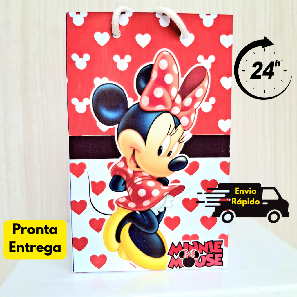 Kit Sacolinha P Surpresa Personalizada Minnie Vermelha Lembrancinha Festa Aniversario PEGUE E MONTE