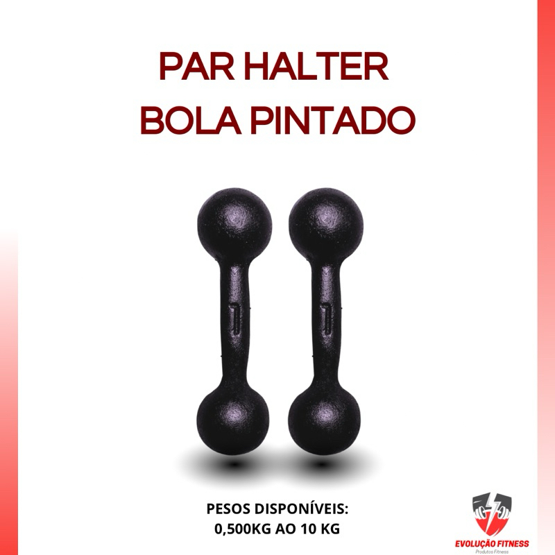 Par Halter Bola 1kg a 5kg Pintado – Peso Livre Treino Funcional Academia em Casa