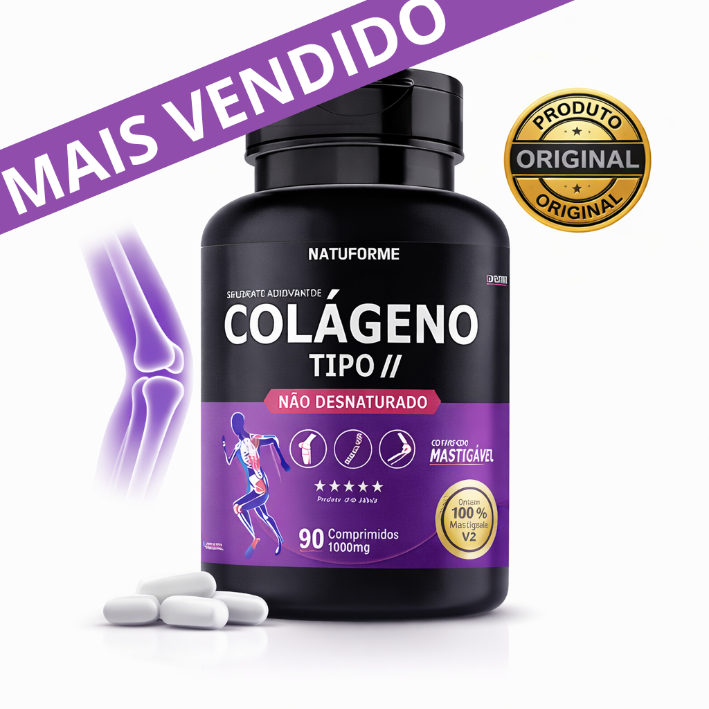 Colágeno Tipo 2 Não Desnaturado Mastigável Sabor Iogurte Rápida Absorção 90 Comprimidos