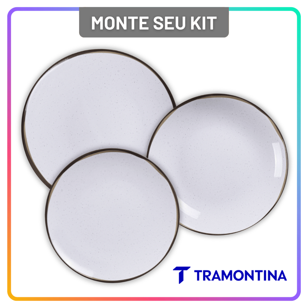 Imagem Jogo de Pratos Jantar Canyon Tramontina Porcelana Conjunto de Pratos Raso, Fundo e Sobremesa Opções de Kits