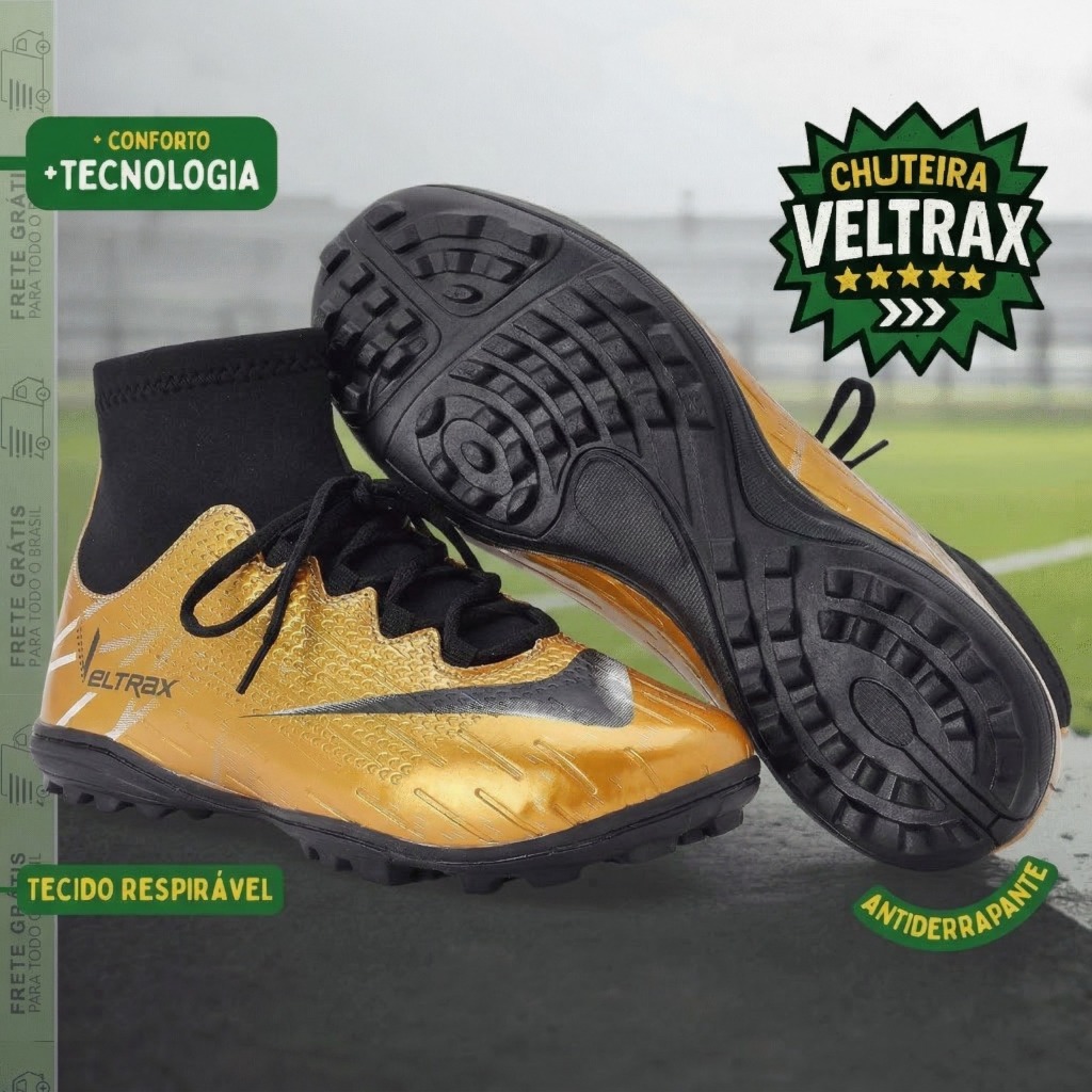 Chuteira Society Masculina Futebol Solado Costurado Leve e Confortável