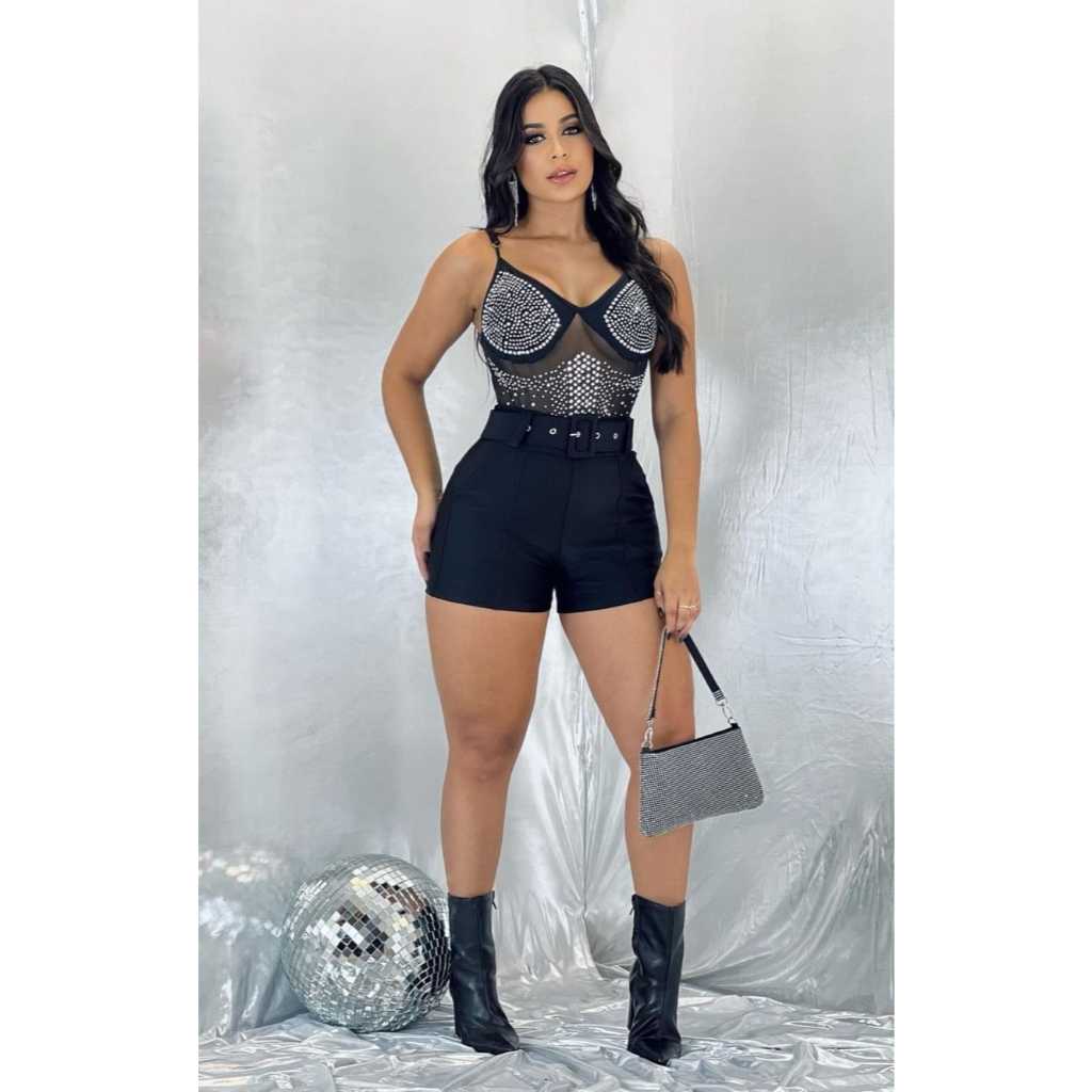 Body Pedraria com bojo com alça ajustável body tule, bodi festa ,bore brilho, body Feminino