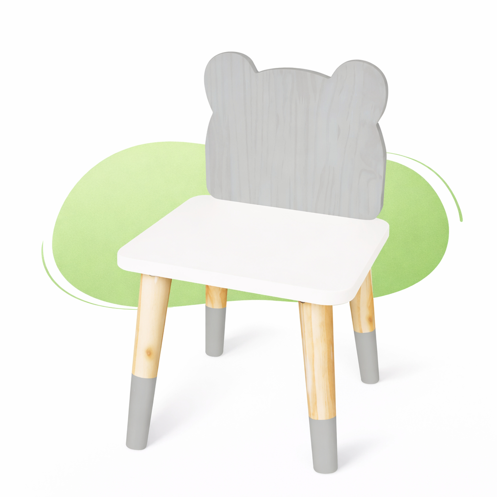 Cadeira Infantil Madeira Urso Brinquedo Pedagógico Criança Mobiliário Quarto Lúdico Montessori Kit Livro Educativo