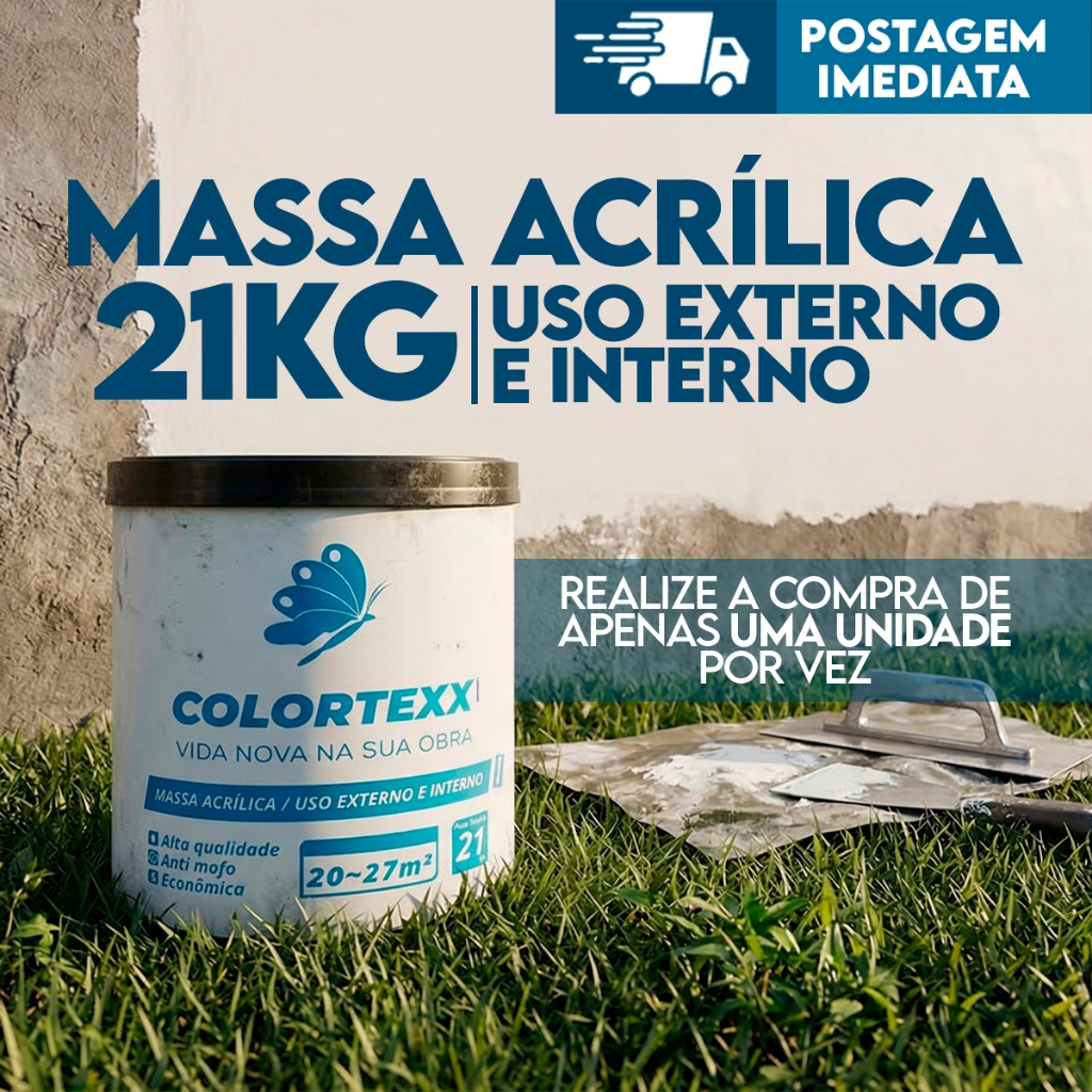 Massa Acrílica 21kg Colortexx Premium Externo & Interno Acabamento Fácil Aplicação - branca parede em Oferta na Shopee