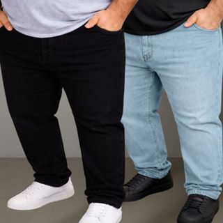 Kit 2 Calças Jeans Plus Size Com Lycra 48 ao 58 Slim Exg em Oferta na Shopee