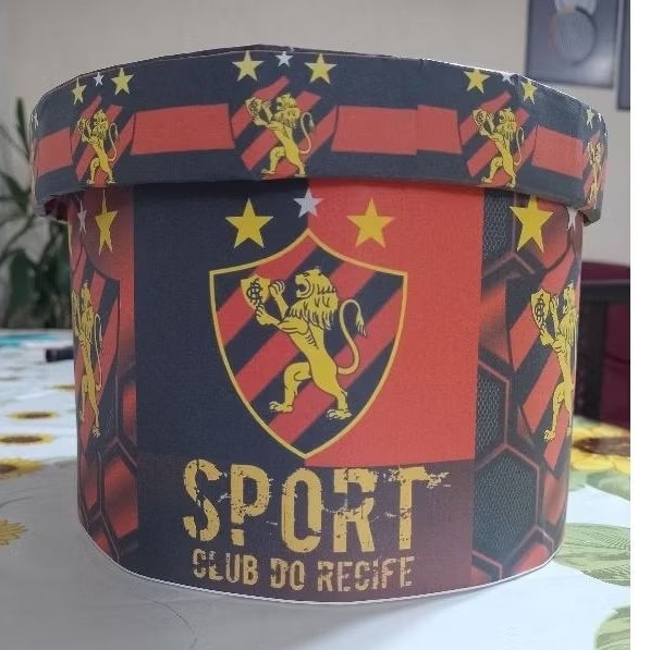 Caixa Redonda Grande Sport Clube Recife pra montagem de Cesta Presente Aniversário Personalizada Artesanal Futebol Times