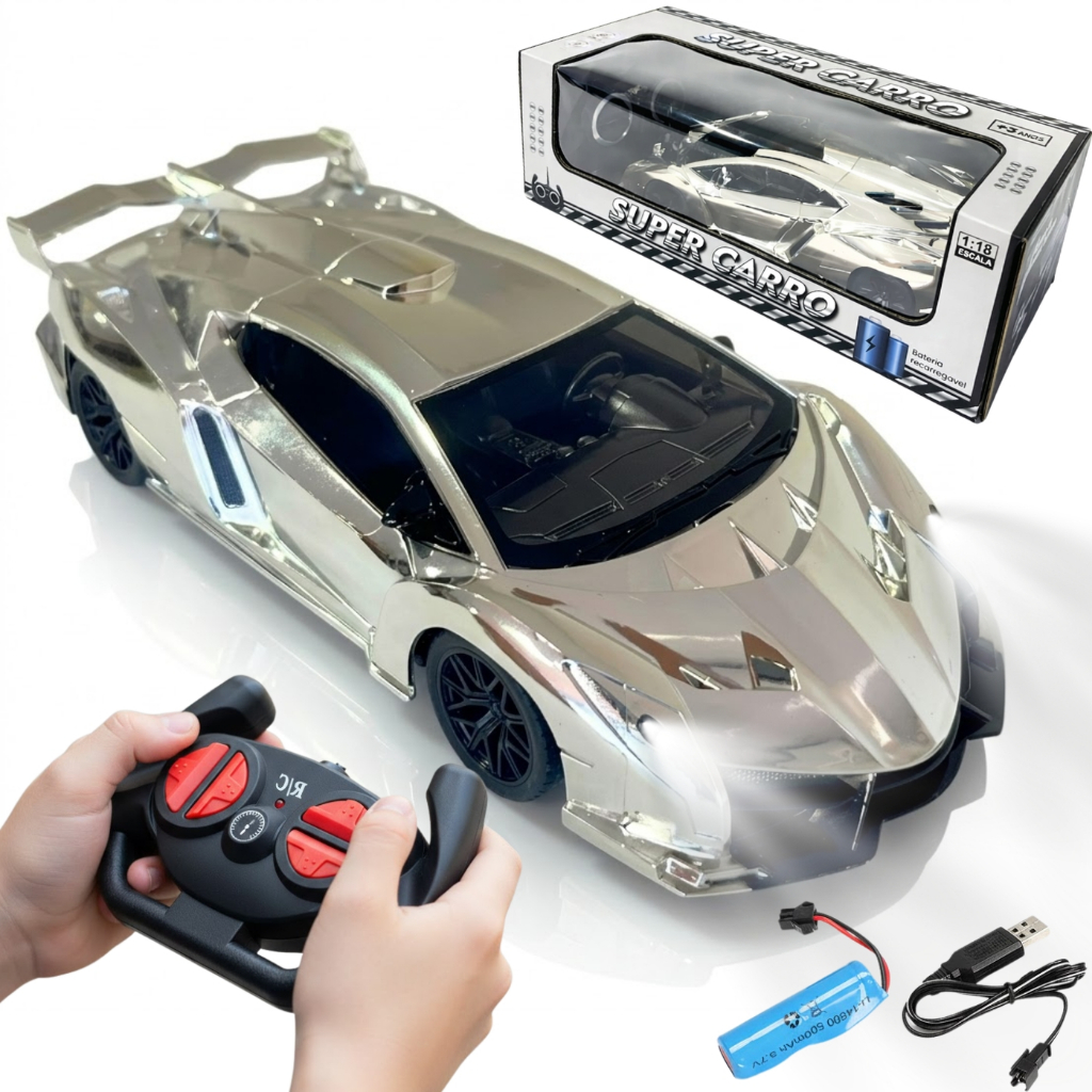 Carrinho Controle Remoto Recarregavel Super Carro Metalizado