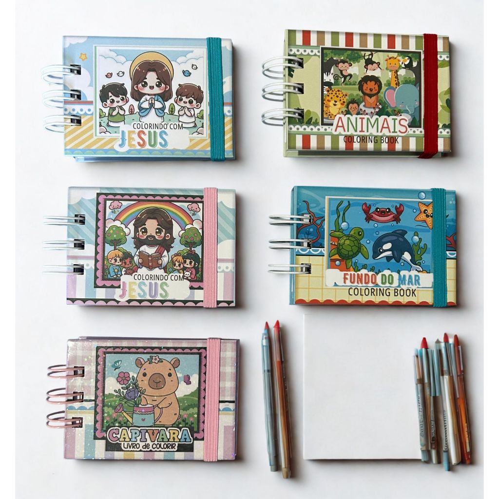 MINI CADERNO DE COLORIR COM ACETATO.
